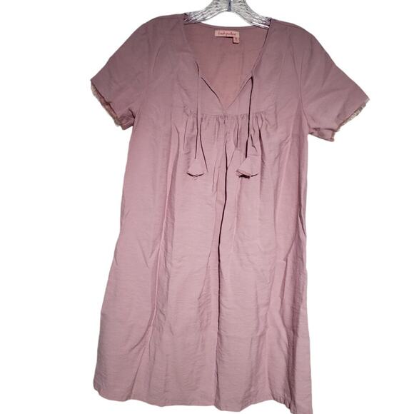 Fresh Produce Womens Dress Purple Vneck Tassels Shift Raw Hem Size Small - Picture 1 of 7